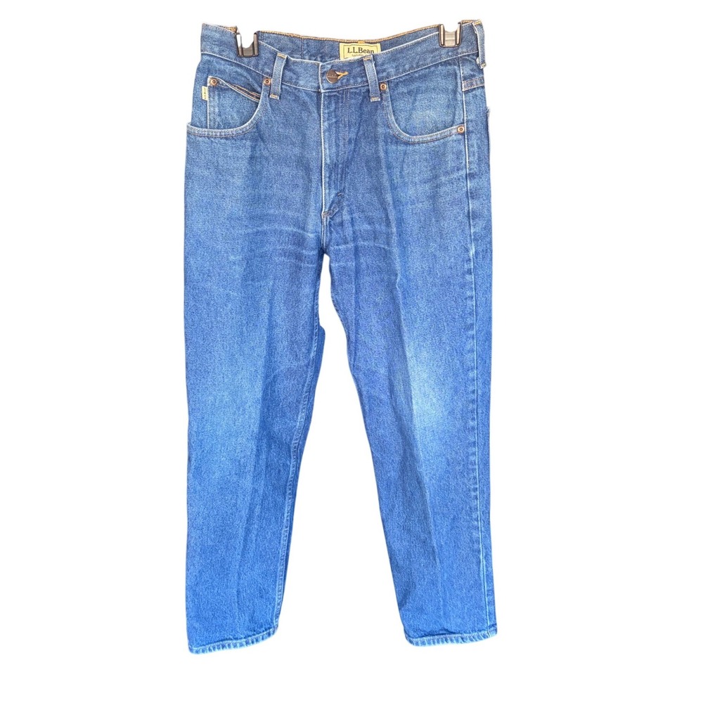 LL Bean Natural Fit Mens Jeans 30x29 Medium Wash Blue Straight Leg 100% Cotton